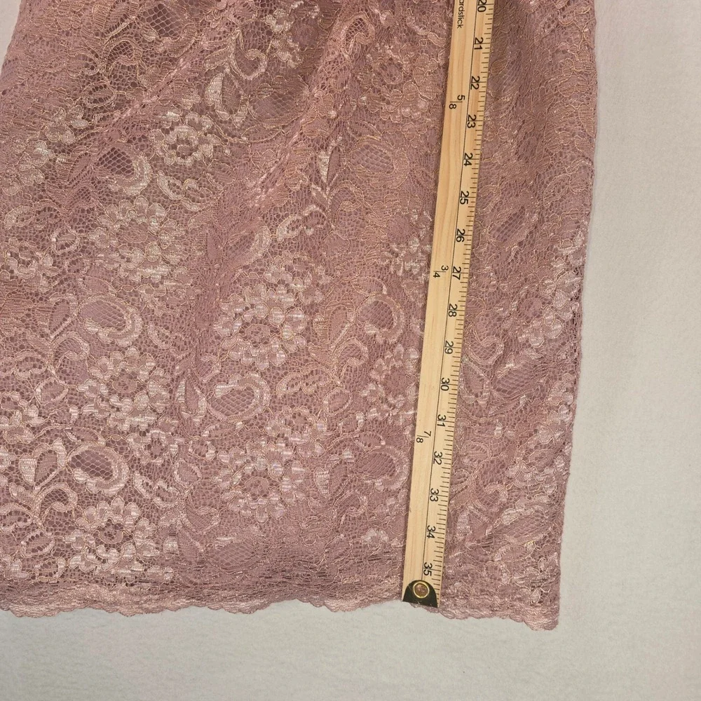 Davids Bridal Mauve Pink Metallic Floral Lace Cocktail Sheath Dress Womens 8